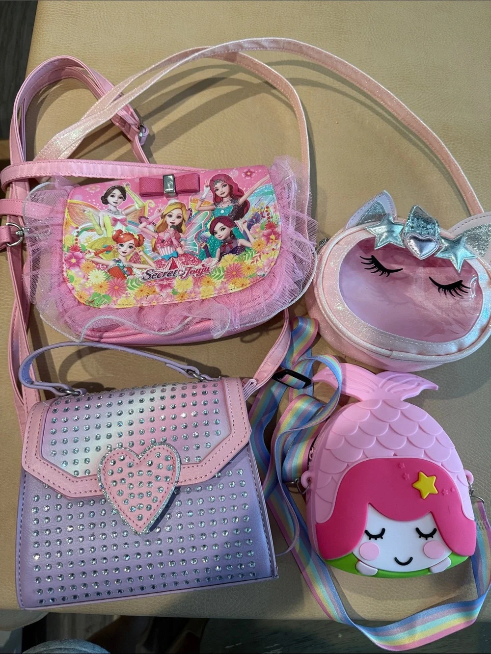 Kids Pink Crossbody Bags Set of 4